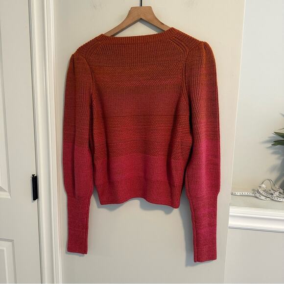 Intermix Orange Pink Wool Ombre Sweater Medium - Picture 6 of 12